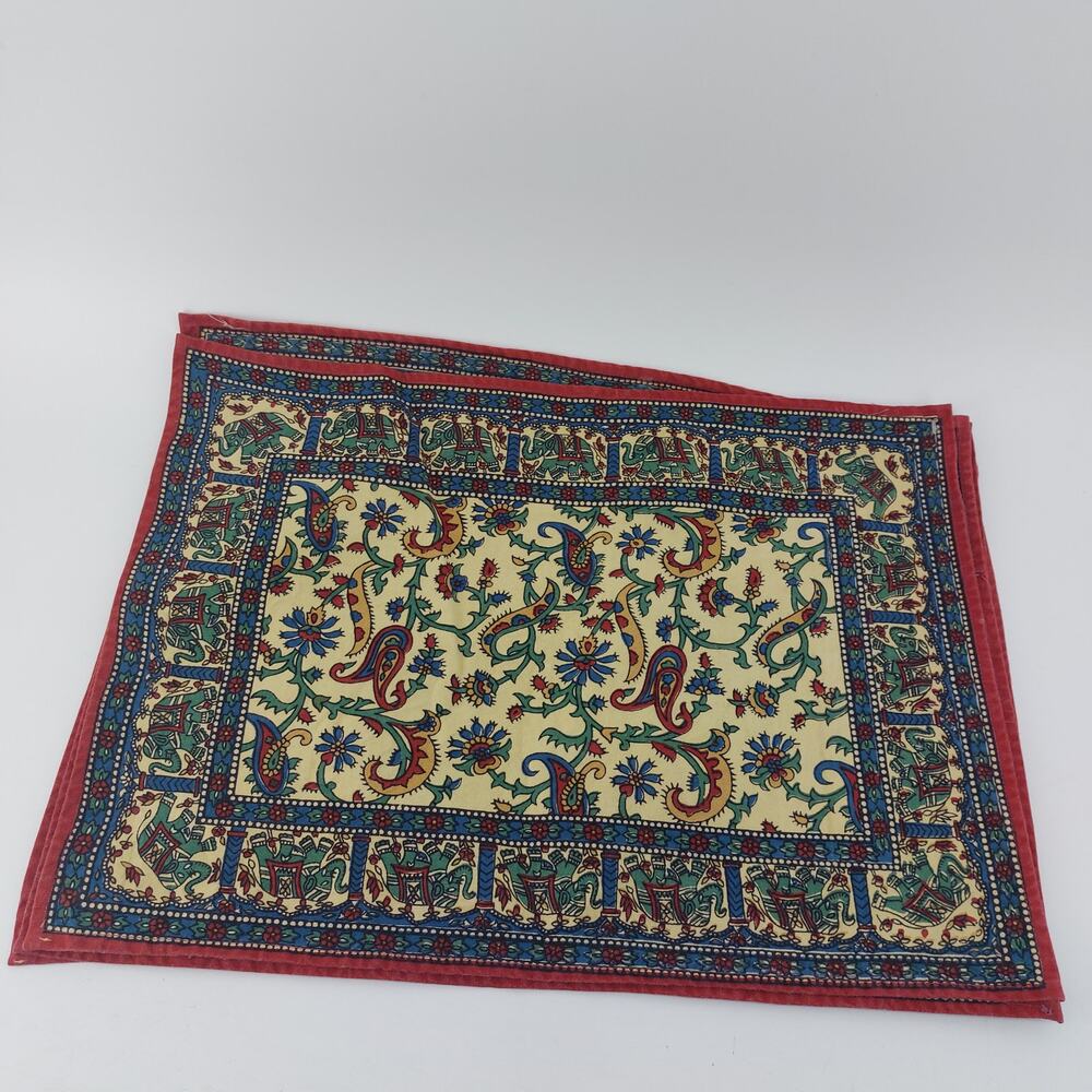 Placemats Red Elephant Floral Paisley Home Dinner Breakfast Set of 4